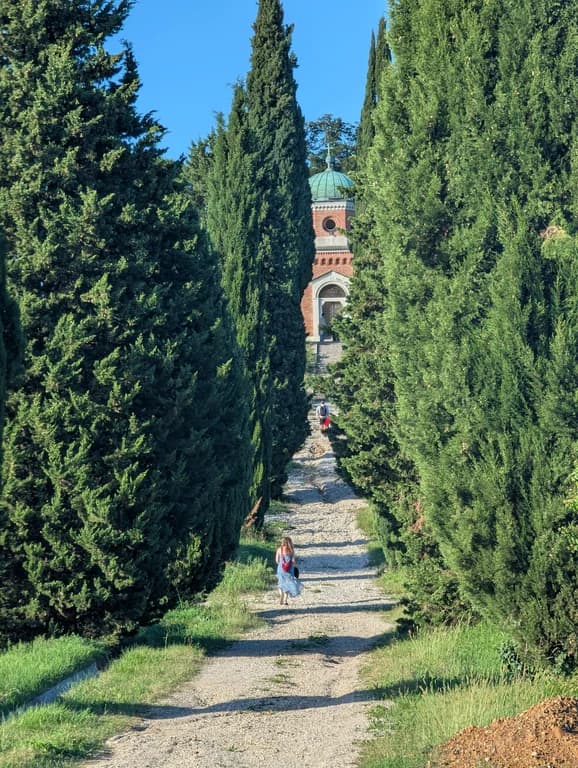Photo I took yesterday — cypress path to a chapel example from the How to Spot AI-Generated Faces and Portraits guide
